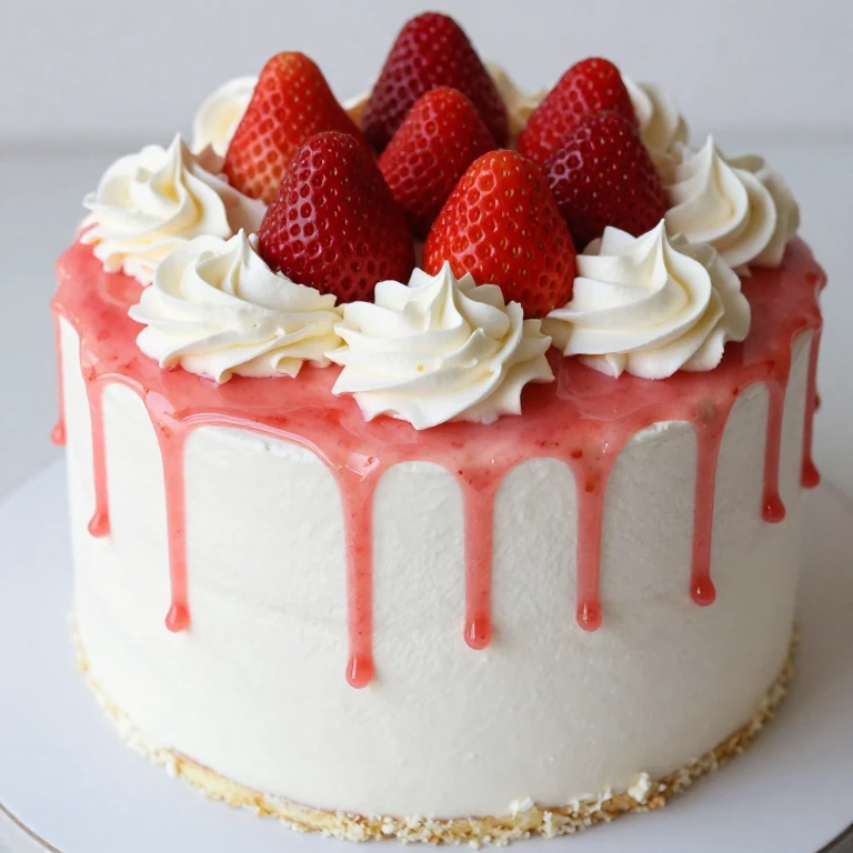 Strawberry drip cake with vanilla buttercream and berry topping