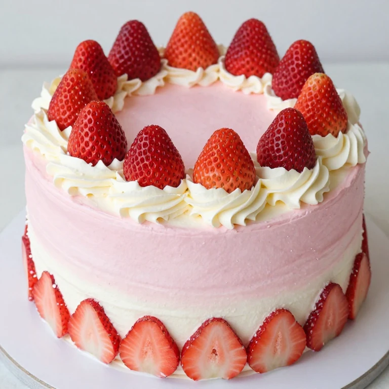 Ombré strawberry fade cake with color gradient from light to deep red