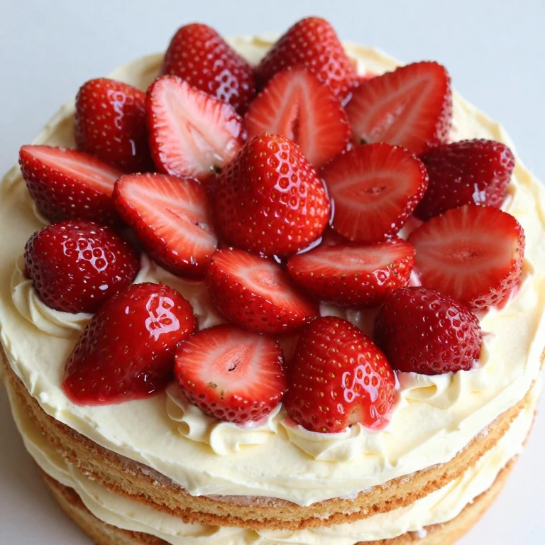 Fruit glaze shine cake with glazed strawberries and glossy finish