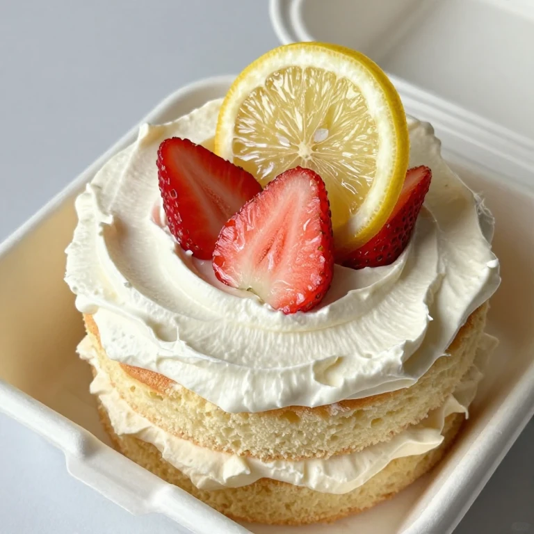 Cream cheese frosting strawberry bento topped with glossy candied lemon slice