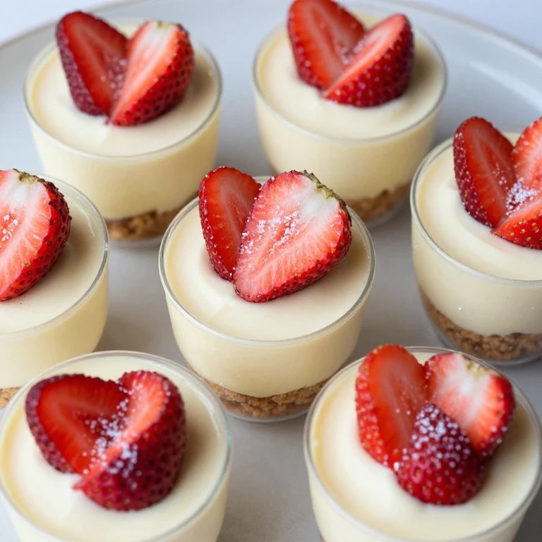 Individual strawberry cheesecake cups with graham cracker crust and berry topping