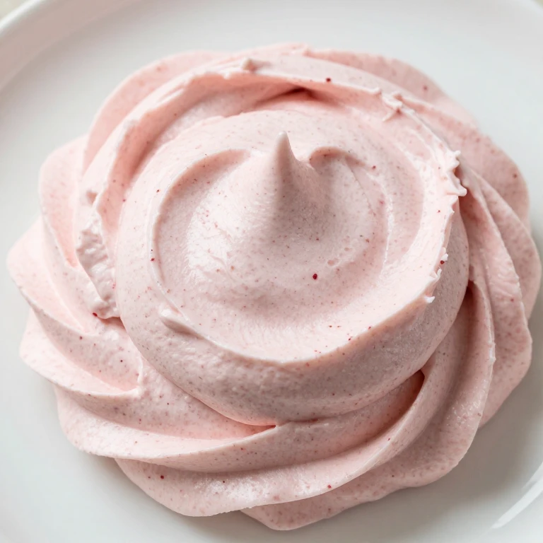 pale pink strawberry cream cheese frosting with smooth fluffy texture
