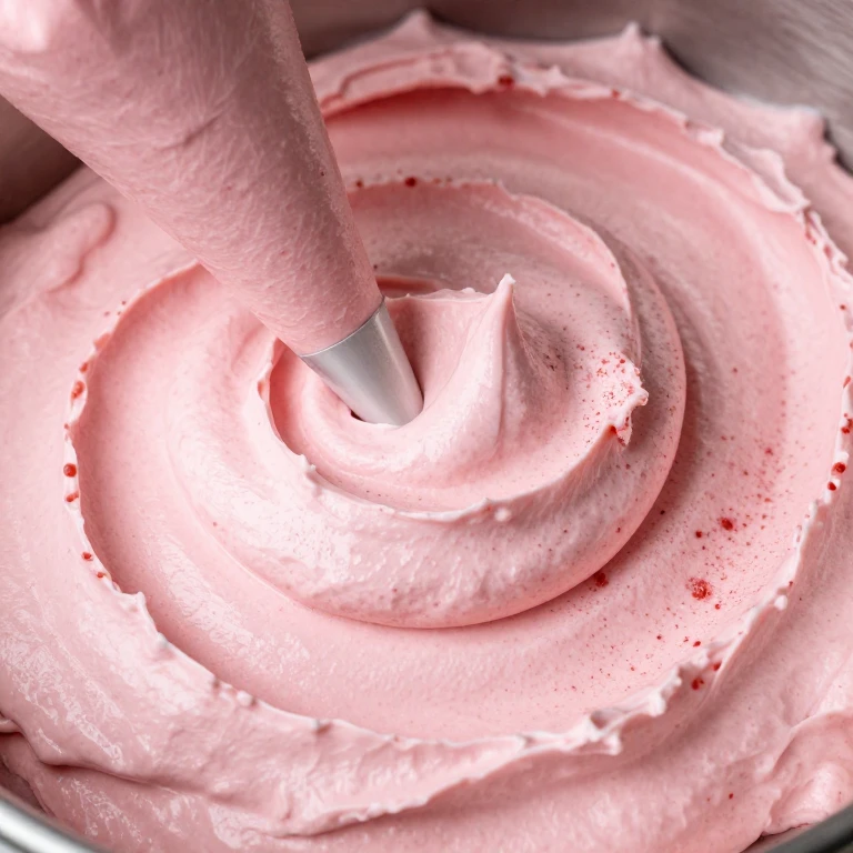 rich pink tangy strawberry cream cheese frosting with dense texture