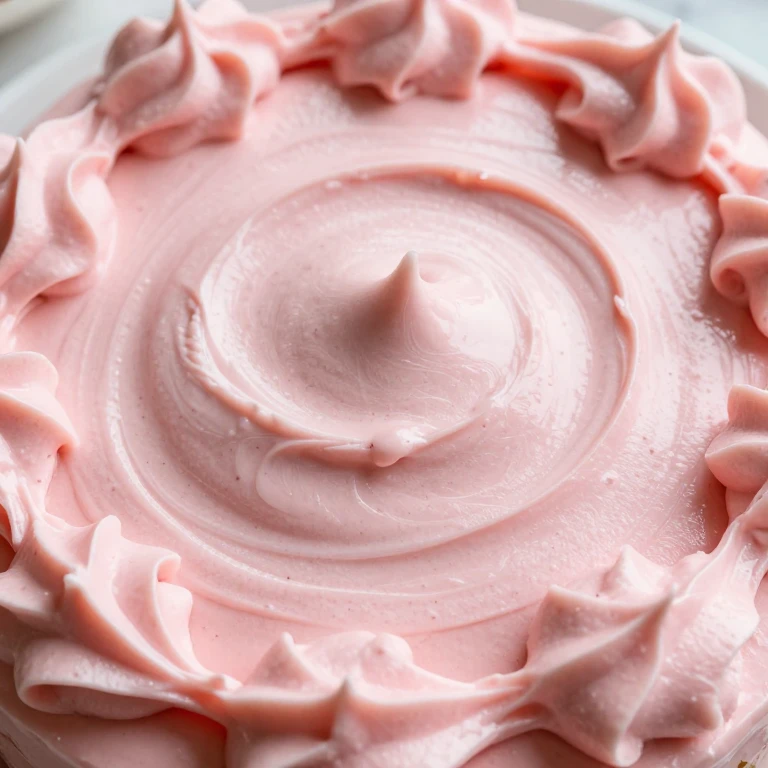silky pink strawberry curd cream cheese frosting with glossy finish