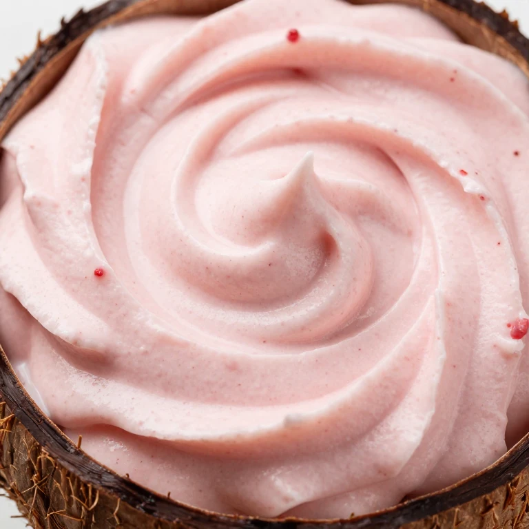silky coconut cream strawberry frosting with delicate pink color