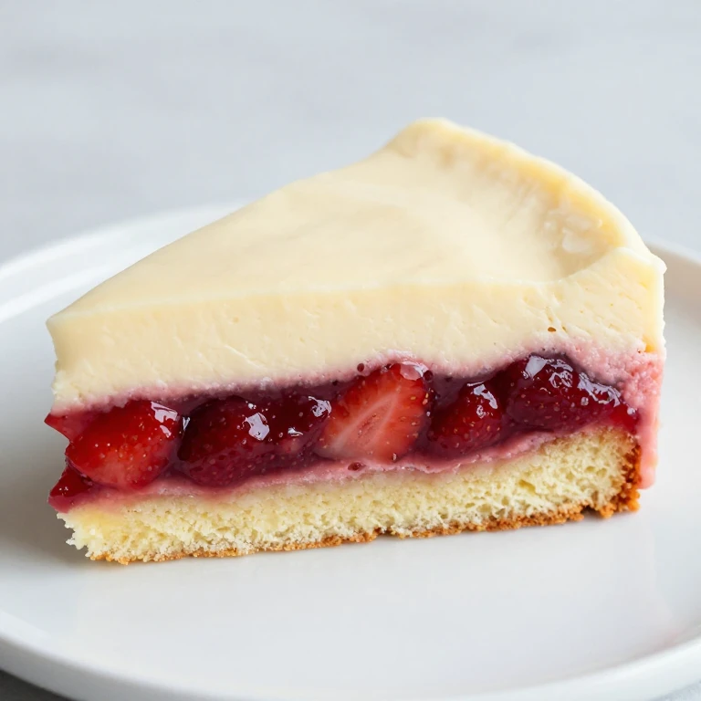Strawberry-rhubarb coulis and vanilla mousse layer cake
