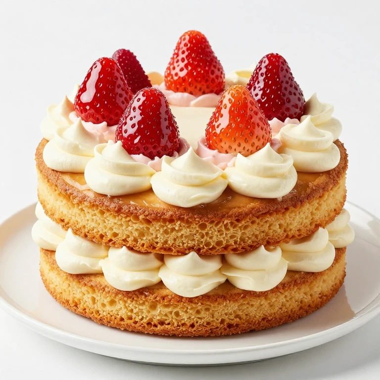 Honey cake with strawberry whipped cream and candied berries