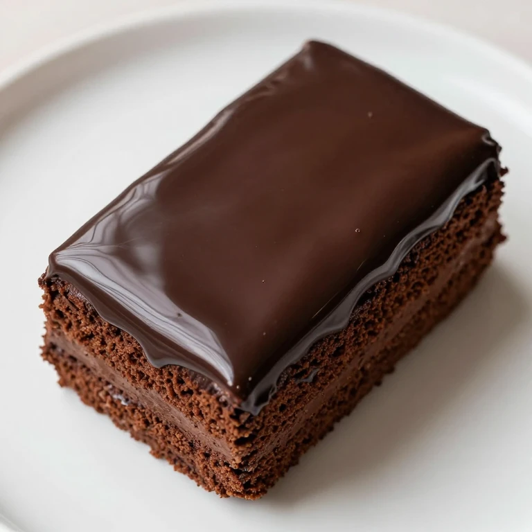 Mocha malt sheet cake with glossy dark chocolate ganache coating