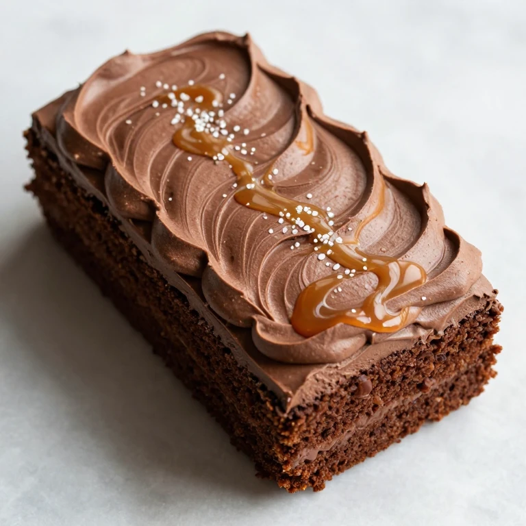Brown butter cocoa sheet cake with caramel-chocolate frosting and sea salt