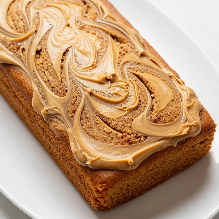 Peanut butter swirl sheet cake with marbled pattern