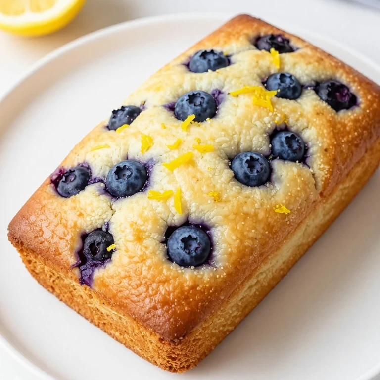 Blueberry lemon sheet cake with visible frozen blueberries