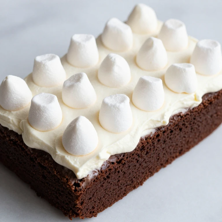 Hot cocoa marshmallow sheet cake with marshmallow frosting and mini marshmallows