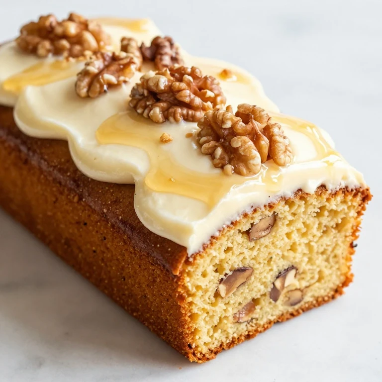Honey walnut sheet cake with honey cream cheese frosting and walnuts
