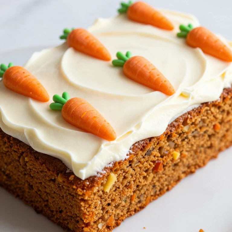 Carrot cake with cream cheese frosting and piped carrot decorations