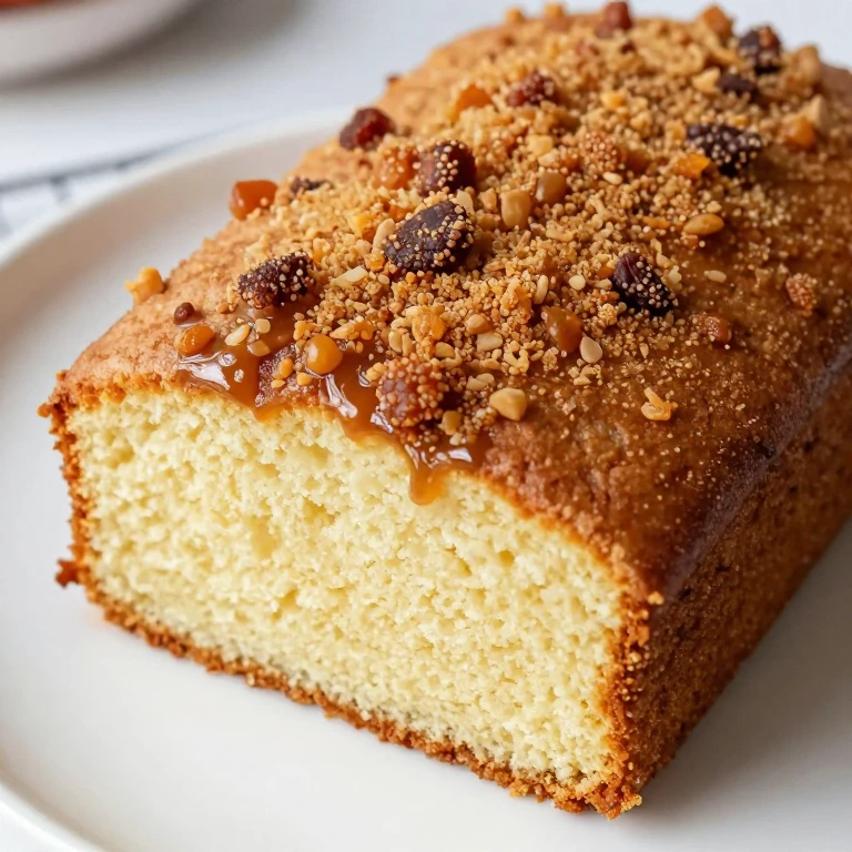 bourbon vanilla sheet cake topped with salted caramel crumb topping