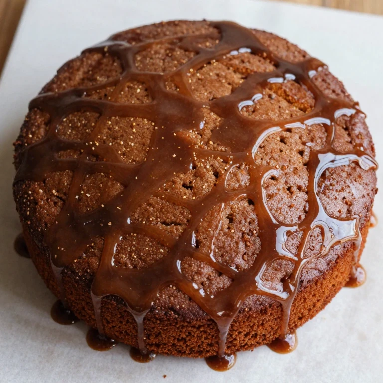 spiced gingerbread sheet cake with dark molasses glaze drizzle