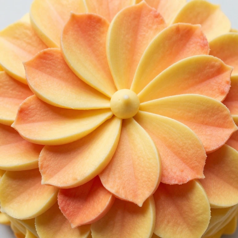 Gradient petal bloom with yellow, orange, coral, red buttercream petals