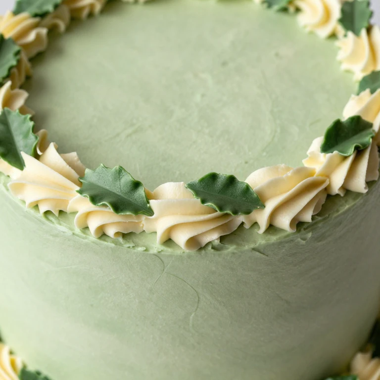 Sage and forest green piped leaf border with cream accent highlights