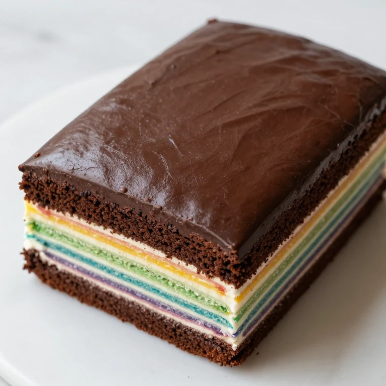 Unfrosted chocolate cake, moist crumb, ready for rainbow stripe frosting