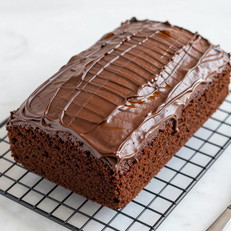 Cooled chocolate cake with smooth surface, ready for striped frosting