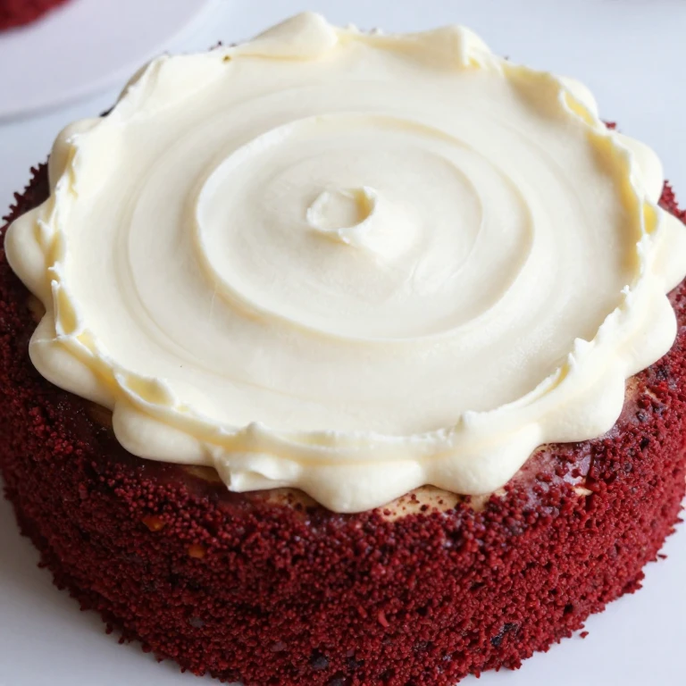 Red velvet cake with bright white cream cheese frosting