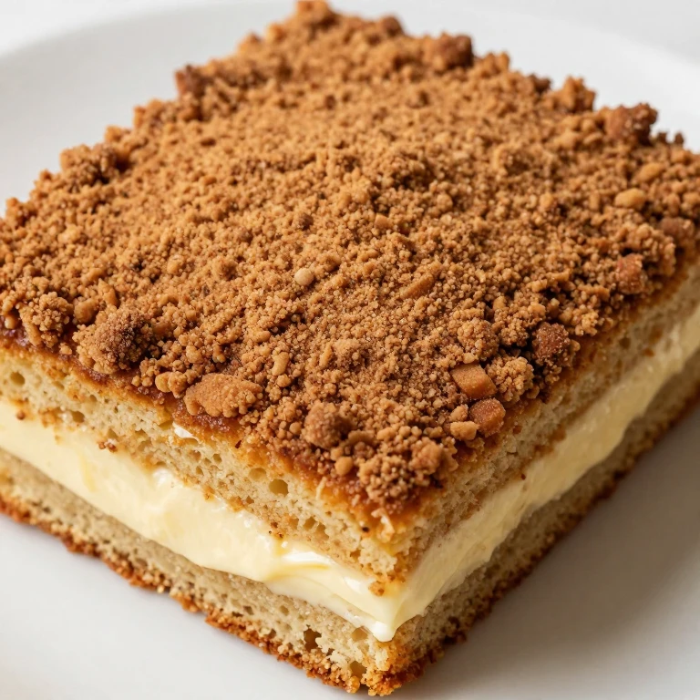 Cinnamon sheet cake with thick crumb topping and golden-brown surface