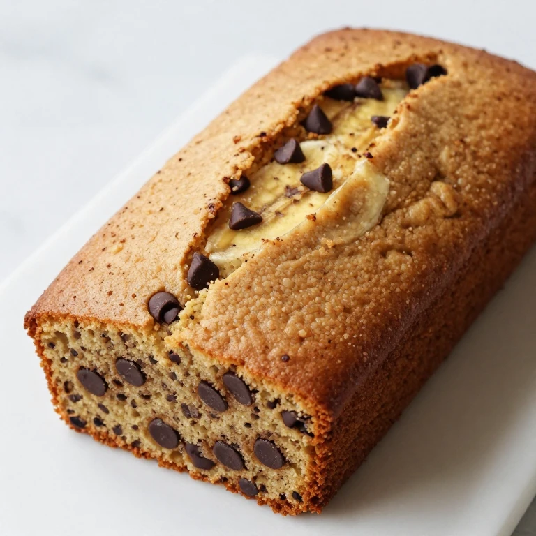 Banana chocolate chip sheet cake with visible chocolate chips throughout