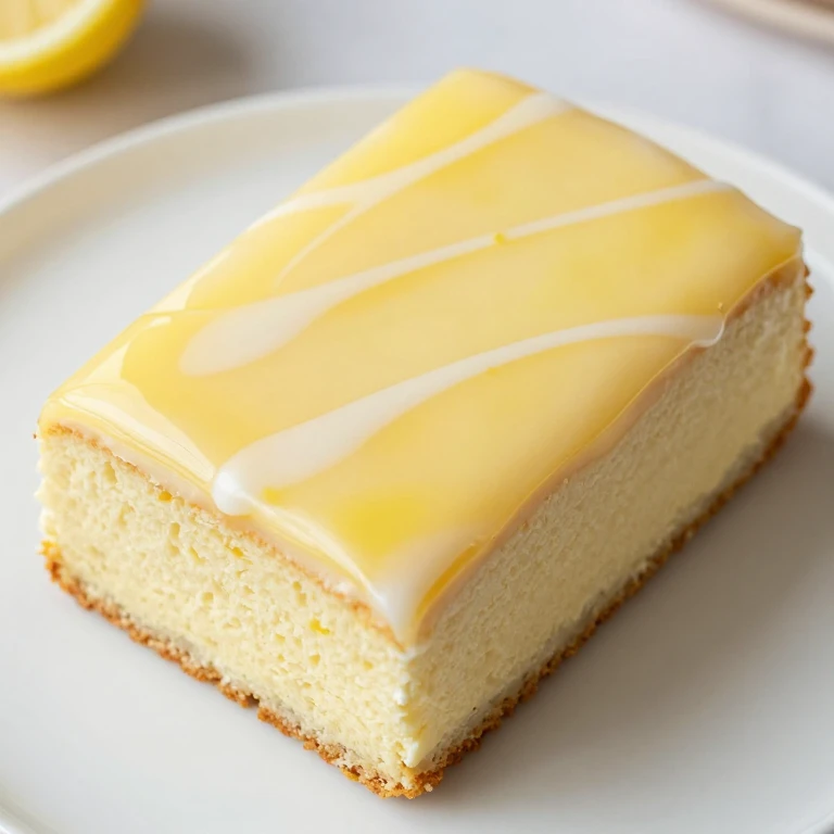 Lemon yogurt sheet cake with glossy lemon glaze drizzle on top