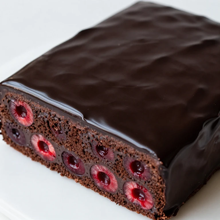 Chocolate cherry sheet cake with dark chocolate ganache topping