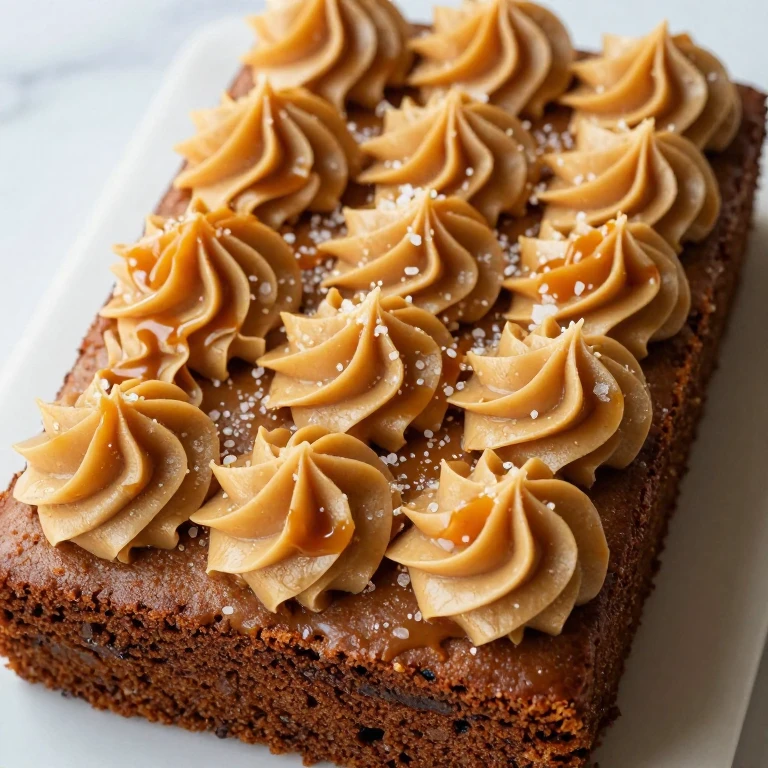 Brown sugar sheet cake with salted caramel buttercream frosting