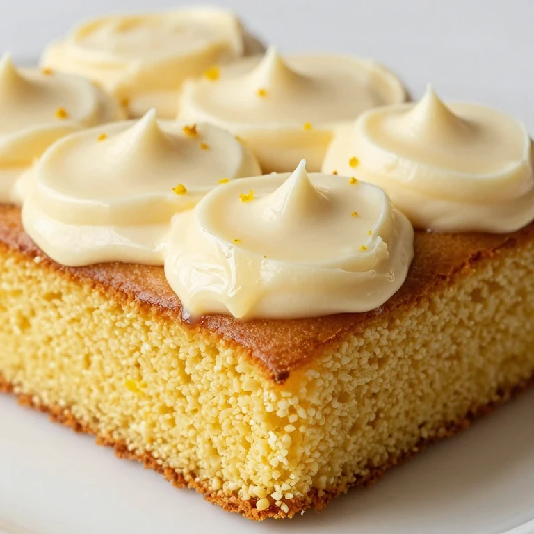 Honey cornmeal sheet cake with whipped honey frosting