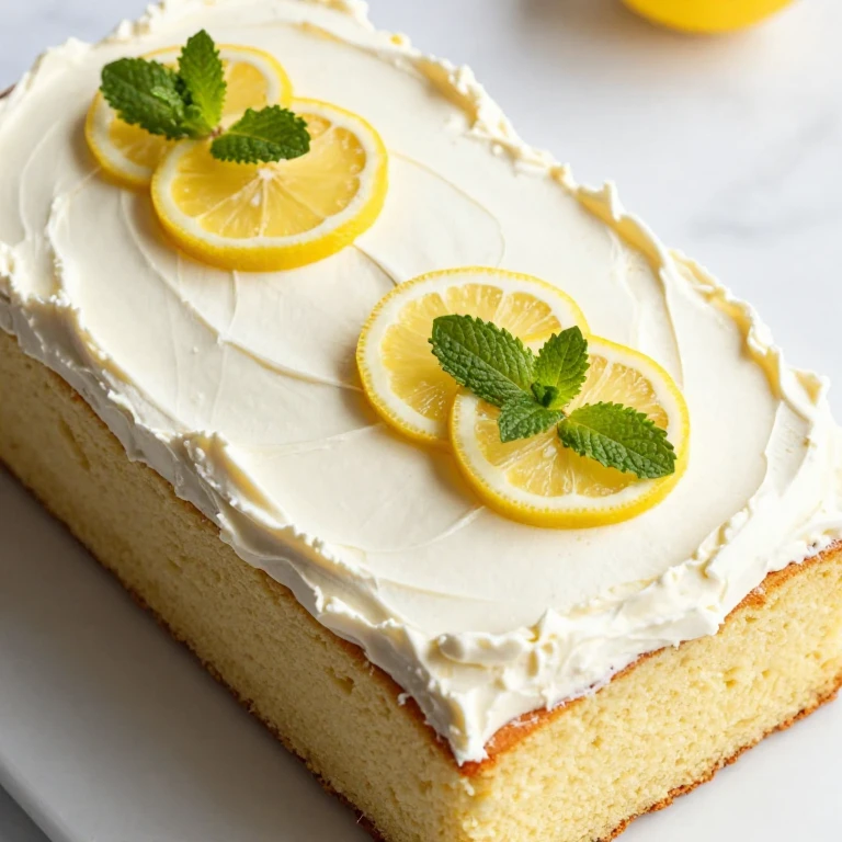 Lemon elderflower cake with cream cheese frosting, candied lemon slices, and fresh mint garnish