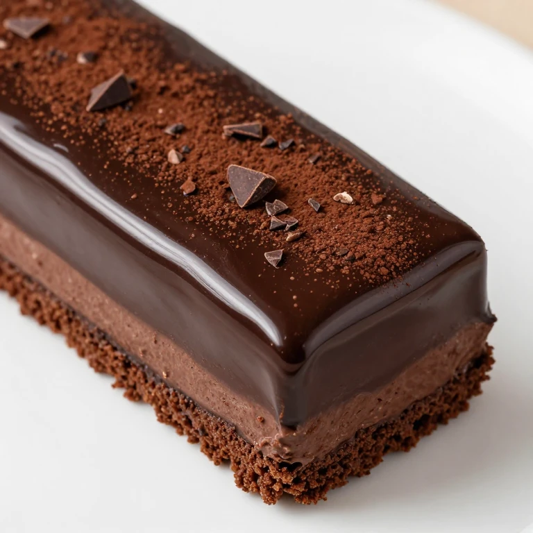 Dark chocolate ganache cake with espresso buttercream, cocoa powder, and chocolate shards
