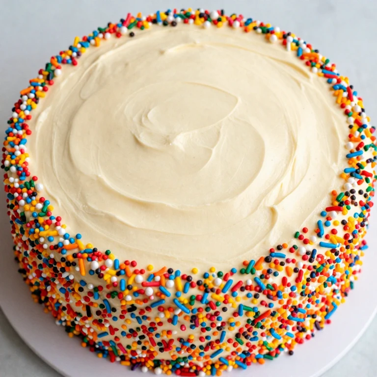 Sheet cake with smooth top and colorful sprinkle border on sides