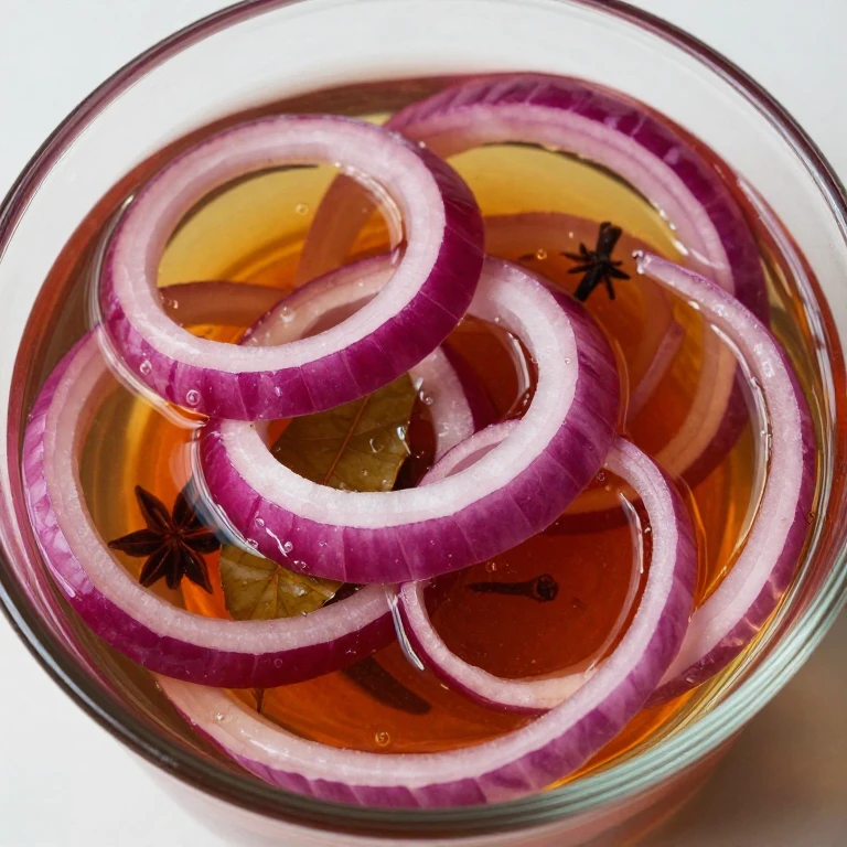 Apple cider-maple pickled red onions with cinnamon and cloves
