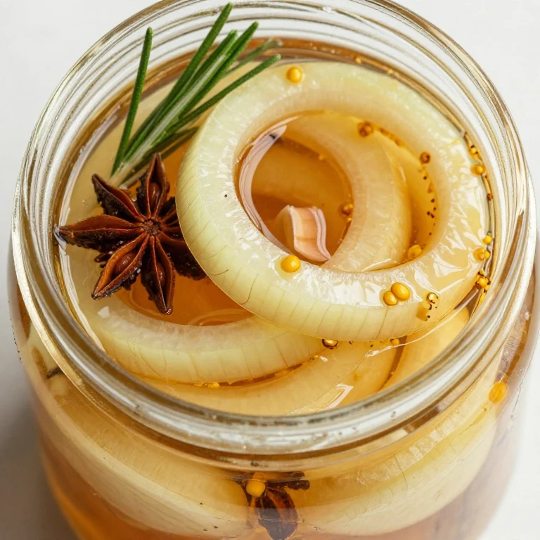 pickled Vidalia onions with star anise and rosemary in brine