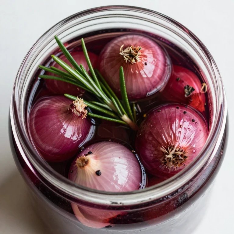 pickled cipollini onions in burgundy brine with rosemary
