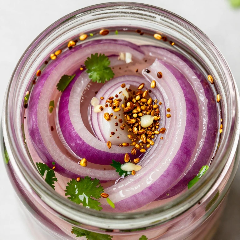 Cilantro and cumin pickled red onions with fresh herbs