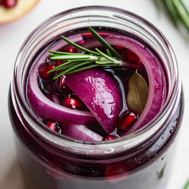 Pomegranate and rosemary pickled red onions with herbs