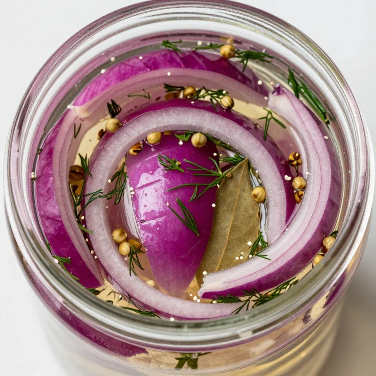 White wine and dill pickled red onions with coriander seeds