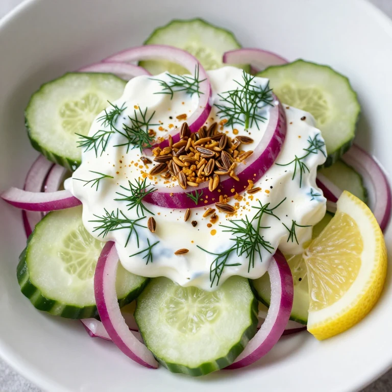 cool cucumber salad with pickled onions and fresh dill