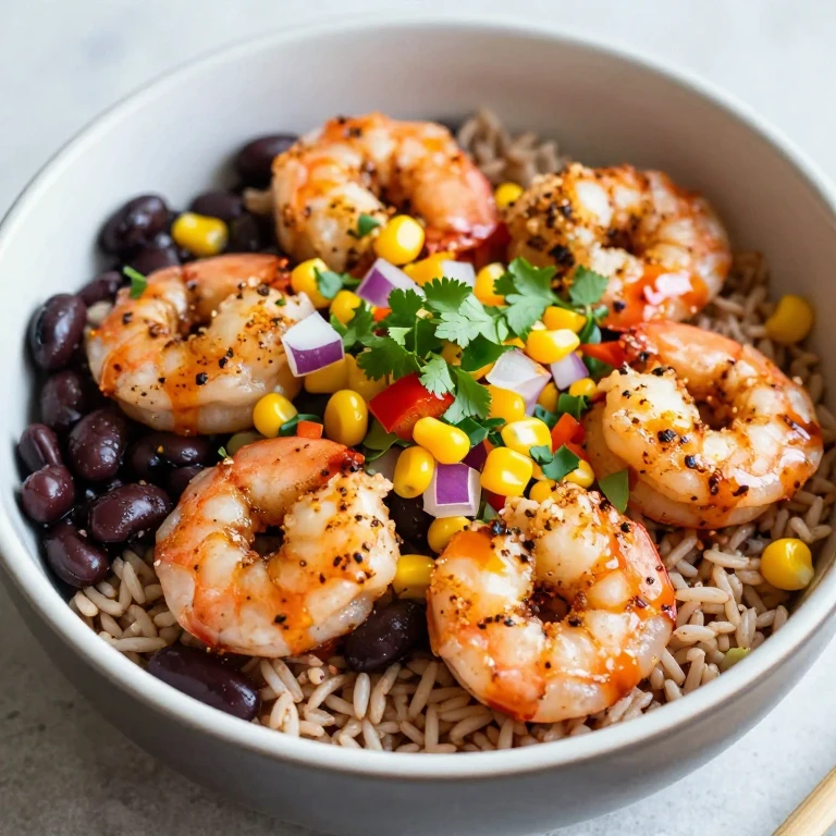 Chili-lime shrimp rice bowl with black beans and corn