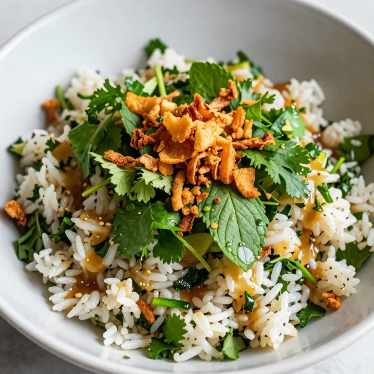 Khao Yam herb rice salad with crispy fried shallots and fresh herbs
