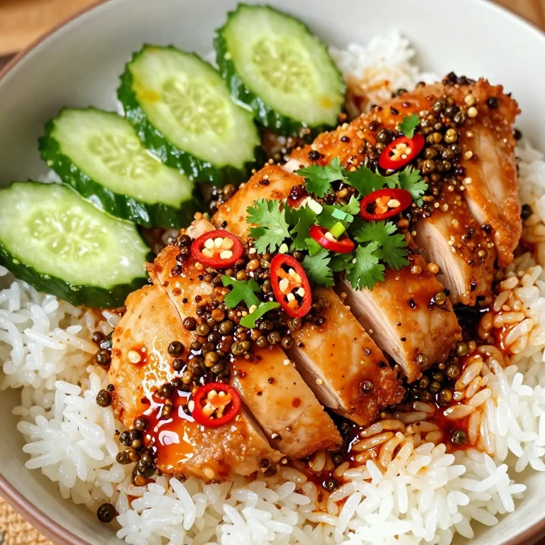 Sichuan peppercorn chicken with cucumber salad, rice, and chili oil