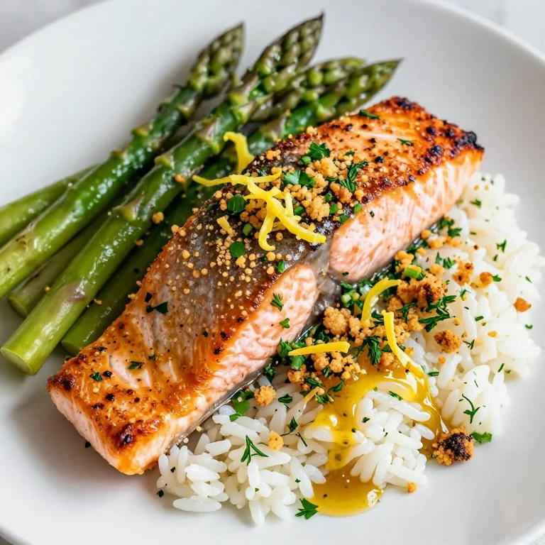 Lemon-garlic salmon with herb panko crust and vegetables