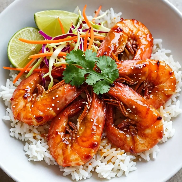 Sriracha-honey shrimp with lime cabbage slaw and cilantro