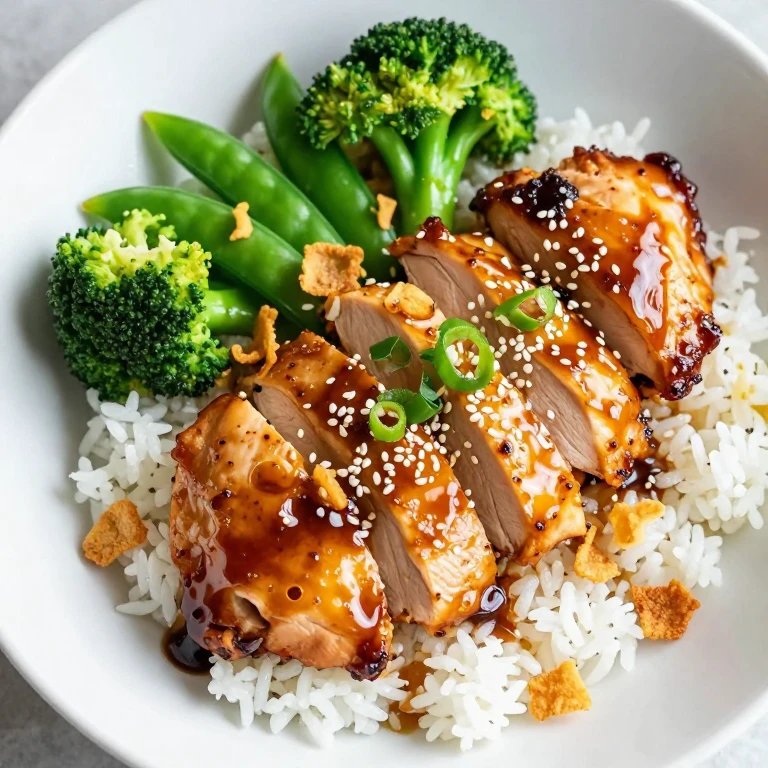 Soy-ginger chicken with crispy garlic chips and sesame seeds