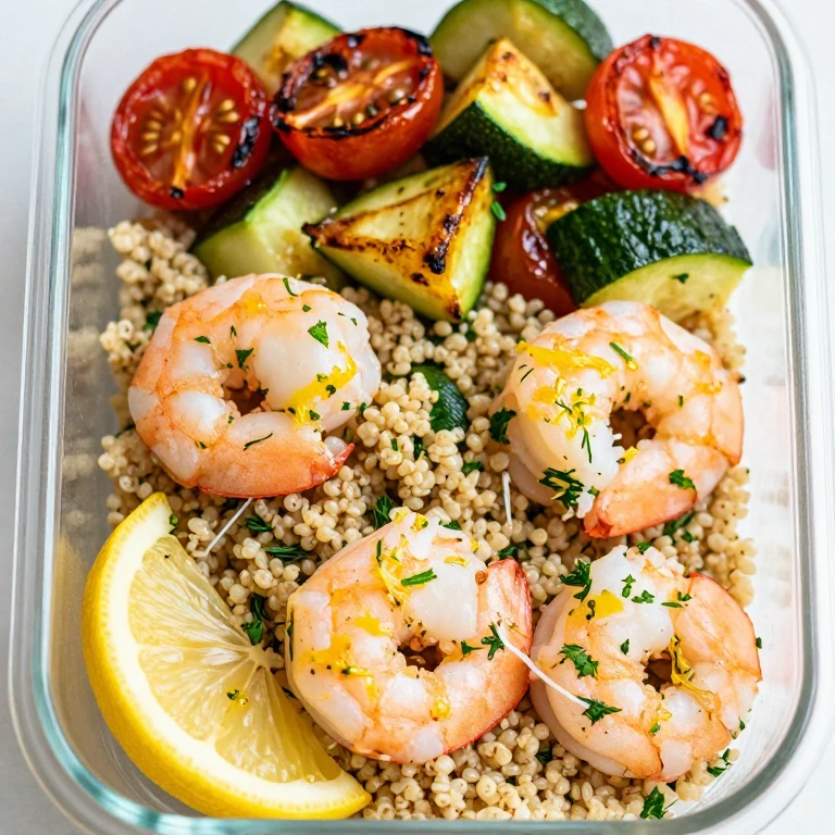 Lemon-herb shrimp with quinoa and roasted zucchini tomatoes
