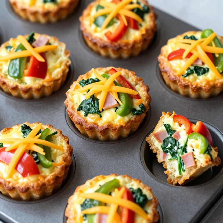 Golden baked egg muffin cups with vegetables and cheese