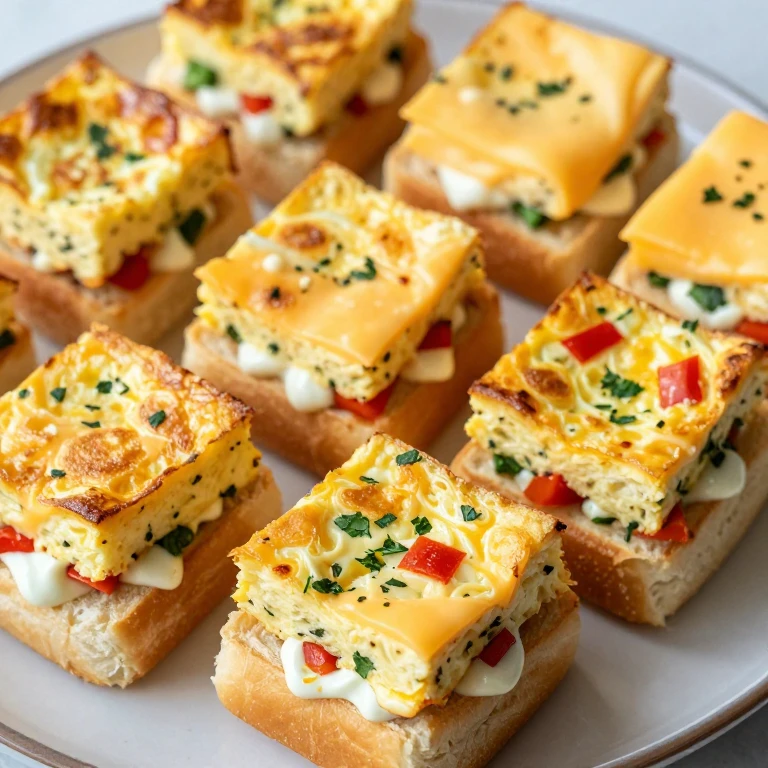 Mini sliders with baked frittata and melted cheese